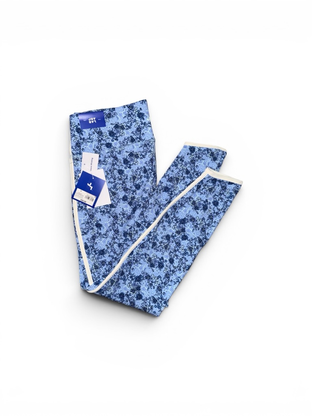 JoyLab Light Blue Floral High-Rise Leggings with White Trim